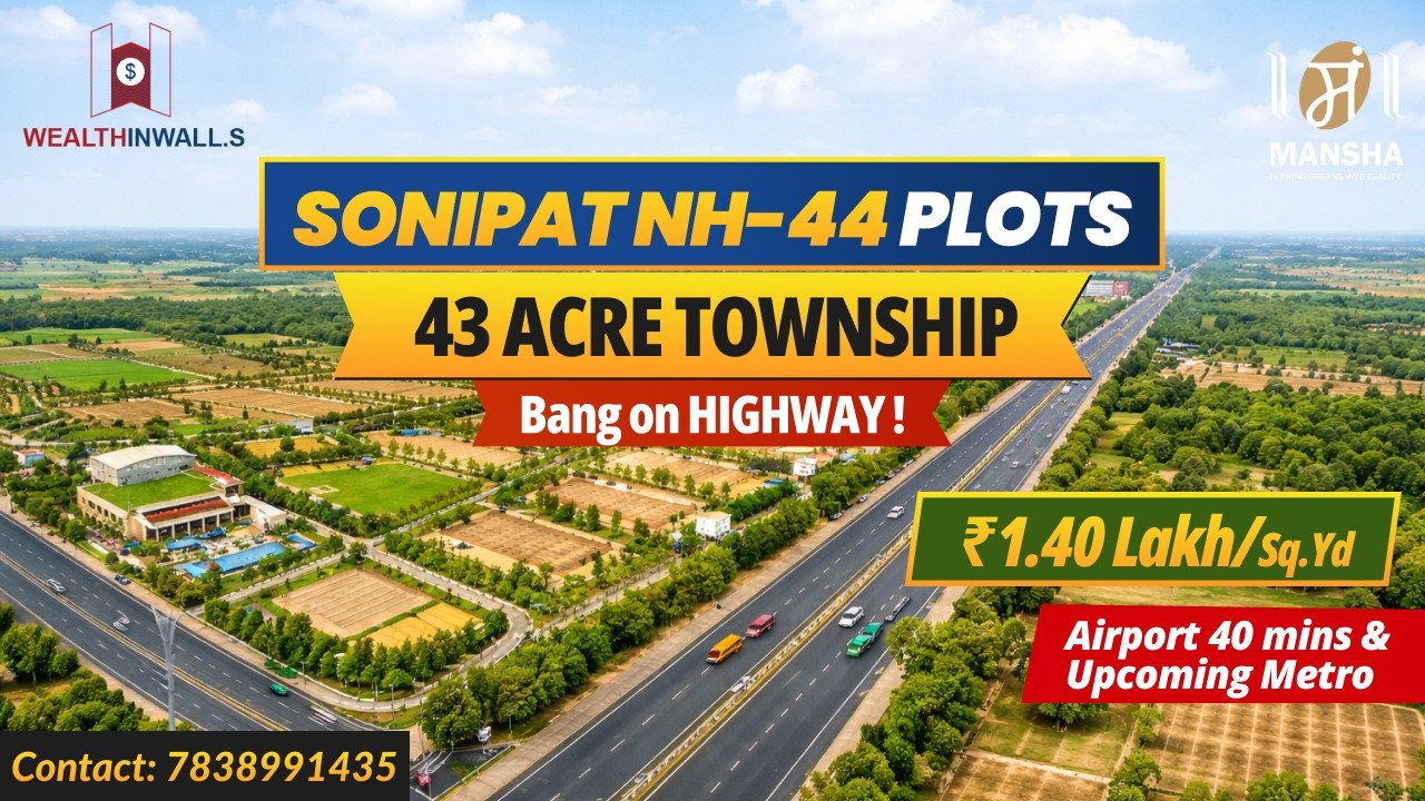 Sonipat NH-44 Plots | 43 Acre Township | Bang on Highway | ₹1.40 Lakh/Sq.Yd