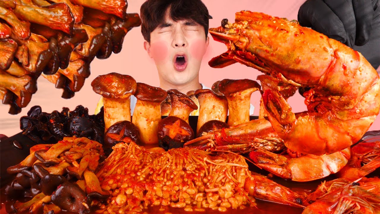 RUS SUB)Сплошная э Креветки Грибы Насыщенность Еда Mukbang🦐Shrimp Mushrooms Stew Korean ASMR Hoony