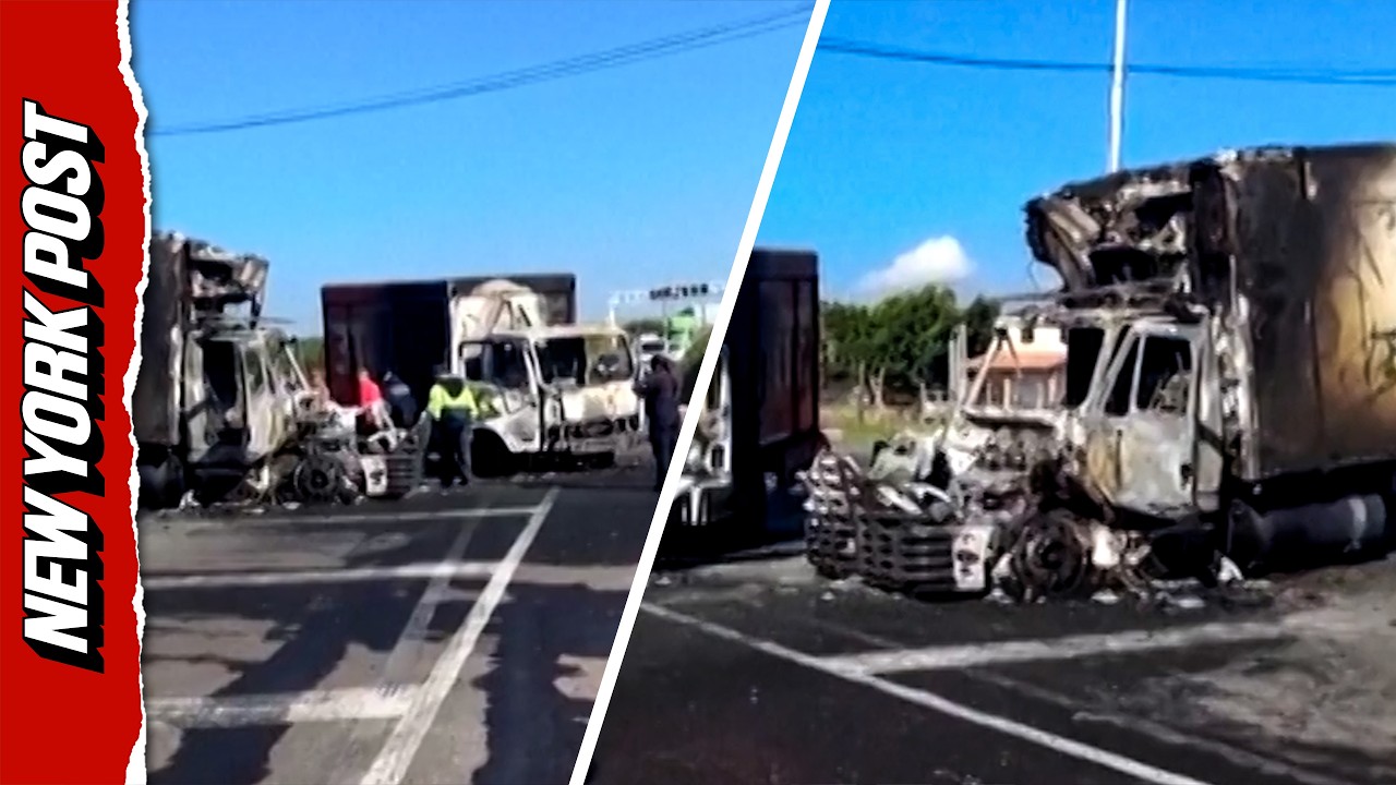 Burnt Trucks BLOCK ROAD In Mexico As Wave Of Cartel Violence Erupts