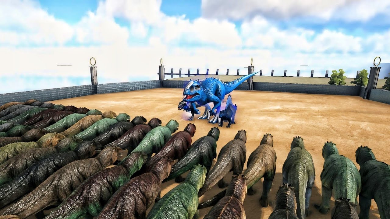 Celestial Dino VS 100x Vanilla Giga | ARK Dino battle | DINOWORLD