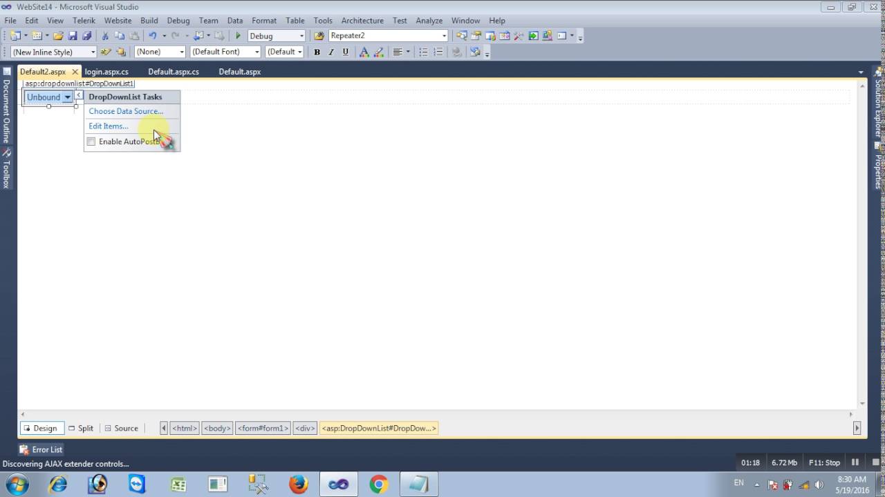 how to use dropdownlist with databind in c# asp net