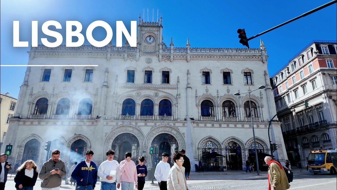 Rossio on a Sunny Winter Day in Lisbon PORTUGAL 