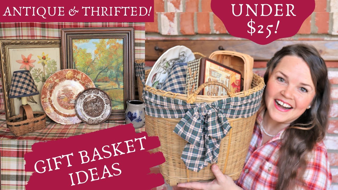 Christmas Gift Basket Ideas ~ Thrifted & Antique for Under $25! Shop with Me!