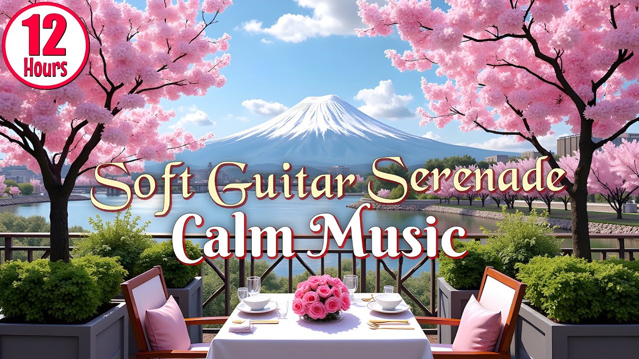 Soft Guitar Serenade 🌸 Soothing Acoustic Tones & Mount Fuji Spring Serenity – Relaxation and Sleep