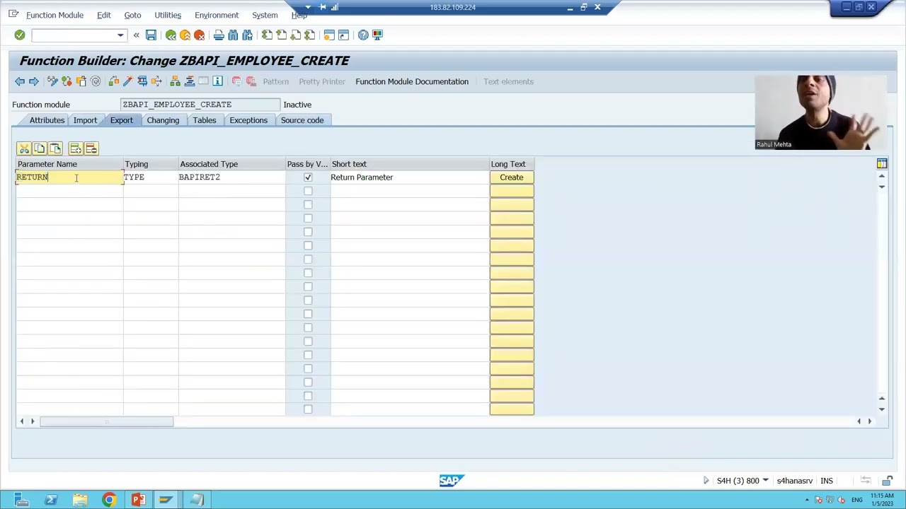 5 - Cross Applications - BAPI - Creation of Function Module Part2