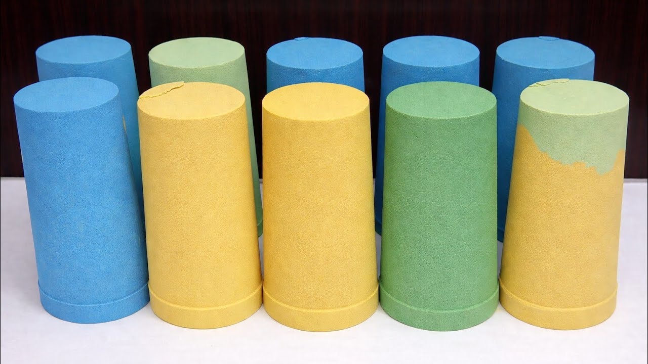 Asmr Baking Soda super vibrant 💙 🟡 💚Cylinders | soft buttery baking soda Asmr | curnchy soda cursh