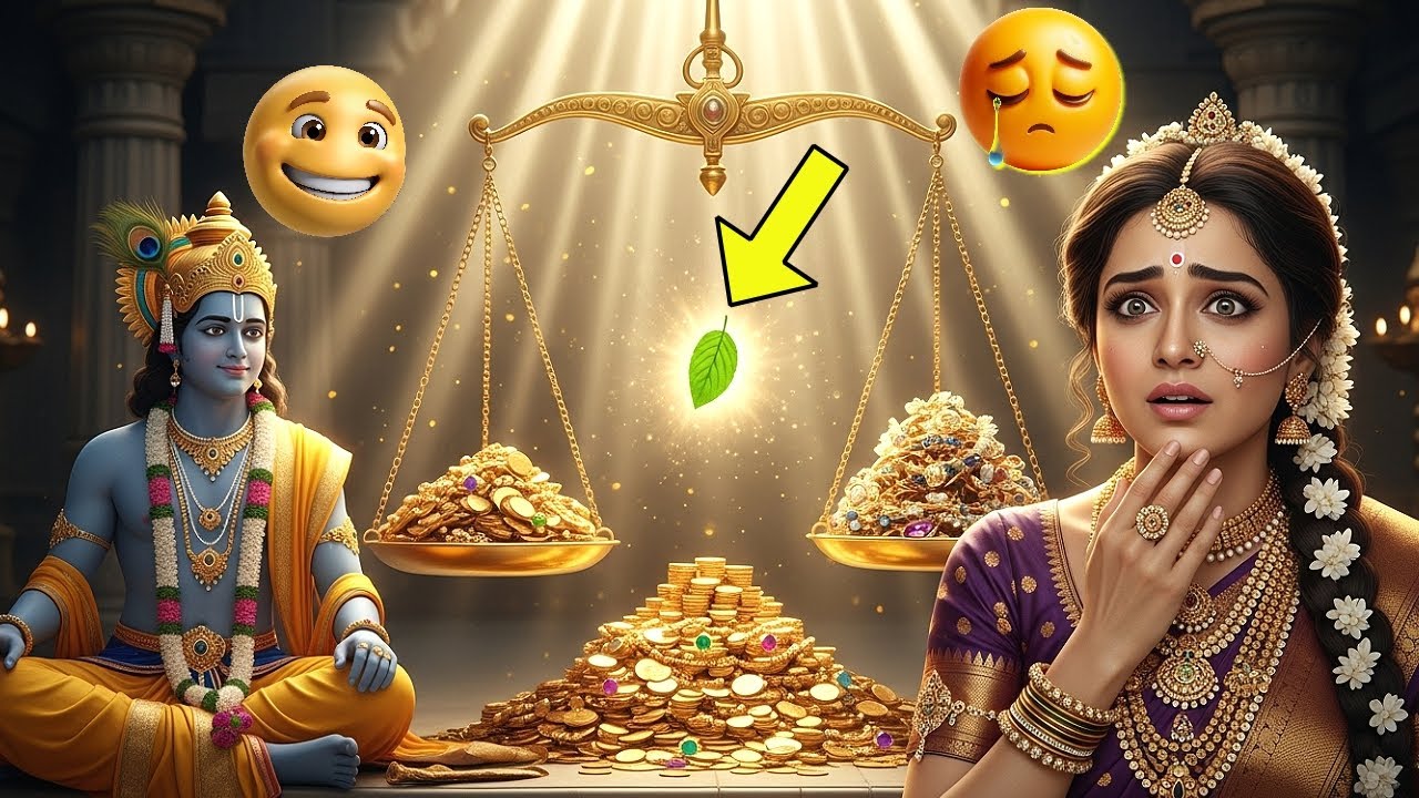 సత్యభామ బంగారం ఓడిపోయి, రుక్మిణి తులసి ఆకు గెలిచింది! Krishna Telugu Stories 😃 Infinity Devotionals
