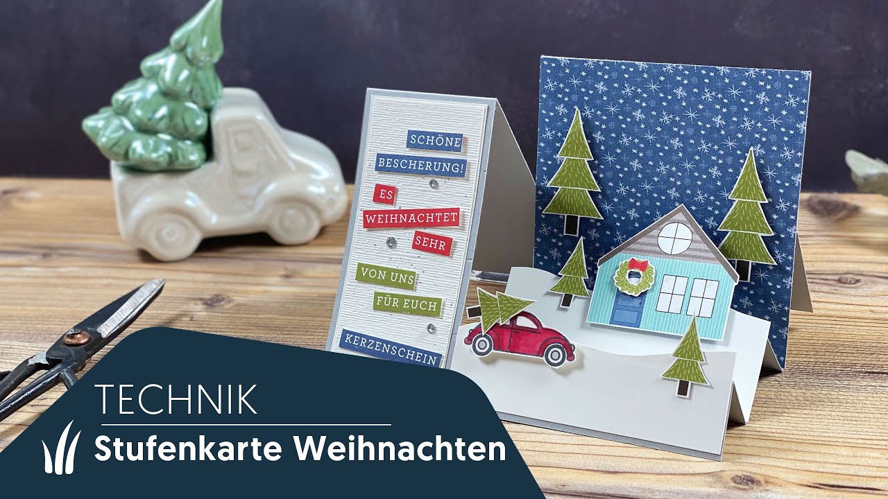 🎄 Stufenkarte zu Weihnachten | Treppenkarte mit Adventsstädtchen von Stampin’ Up!