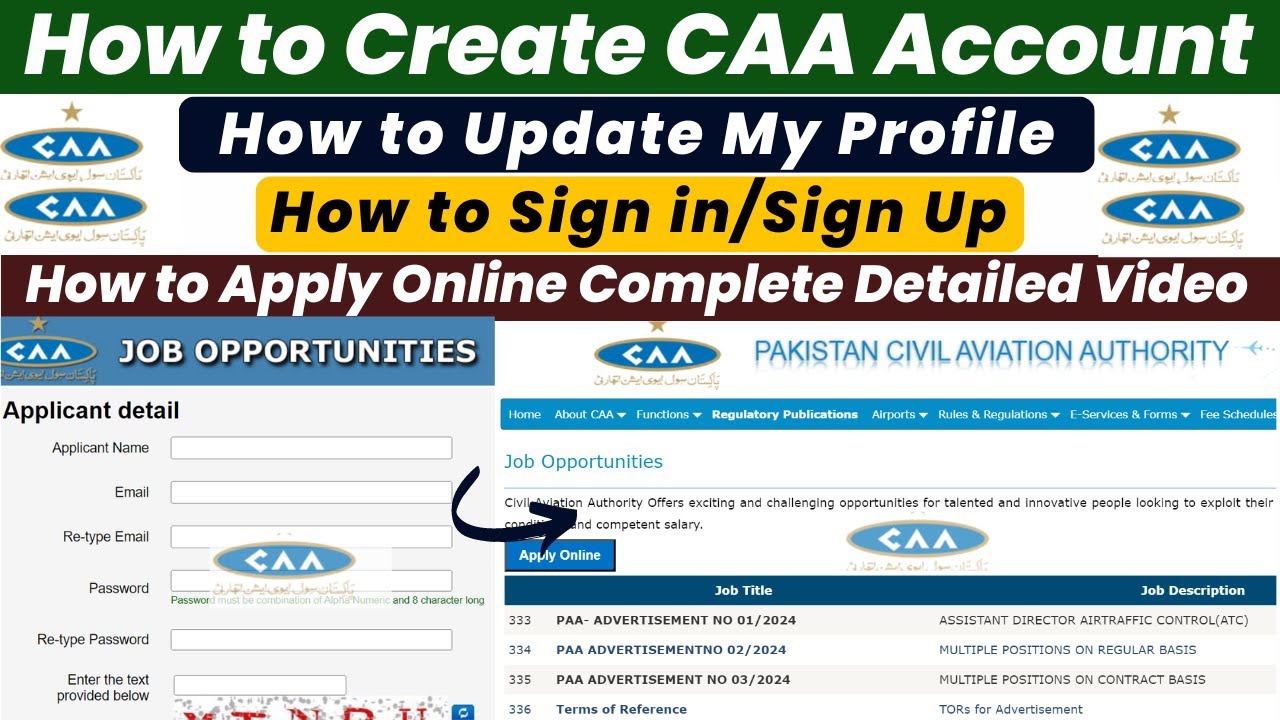How to Apply for Pakistan Civil Aviation Authority Jobs | Step-by-Step Guide to Create CAA Account