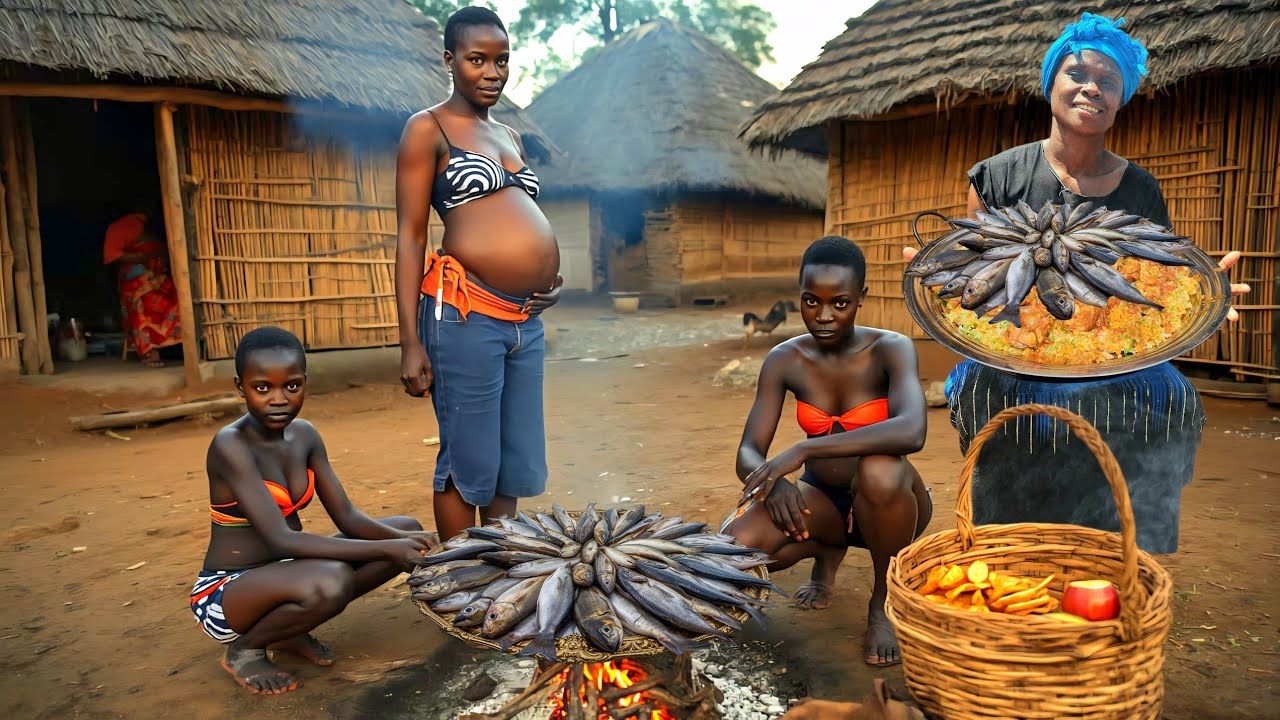 A perfect Recipe For Breakfast in Quick & Easy African Village Way Fresh Fish+Veggie Rice🍚🌾 with Mum