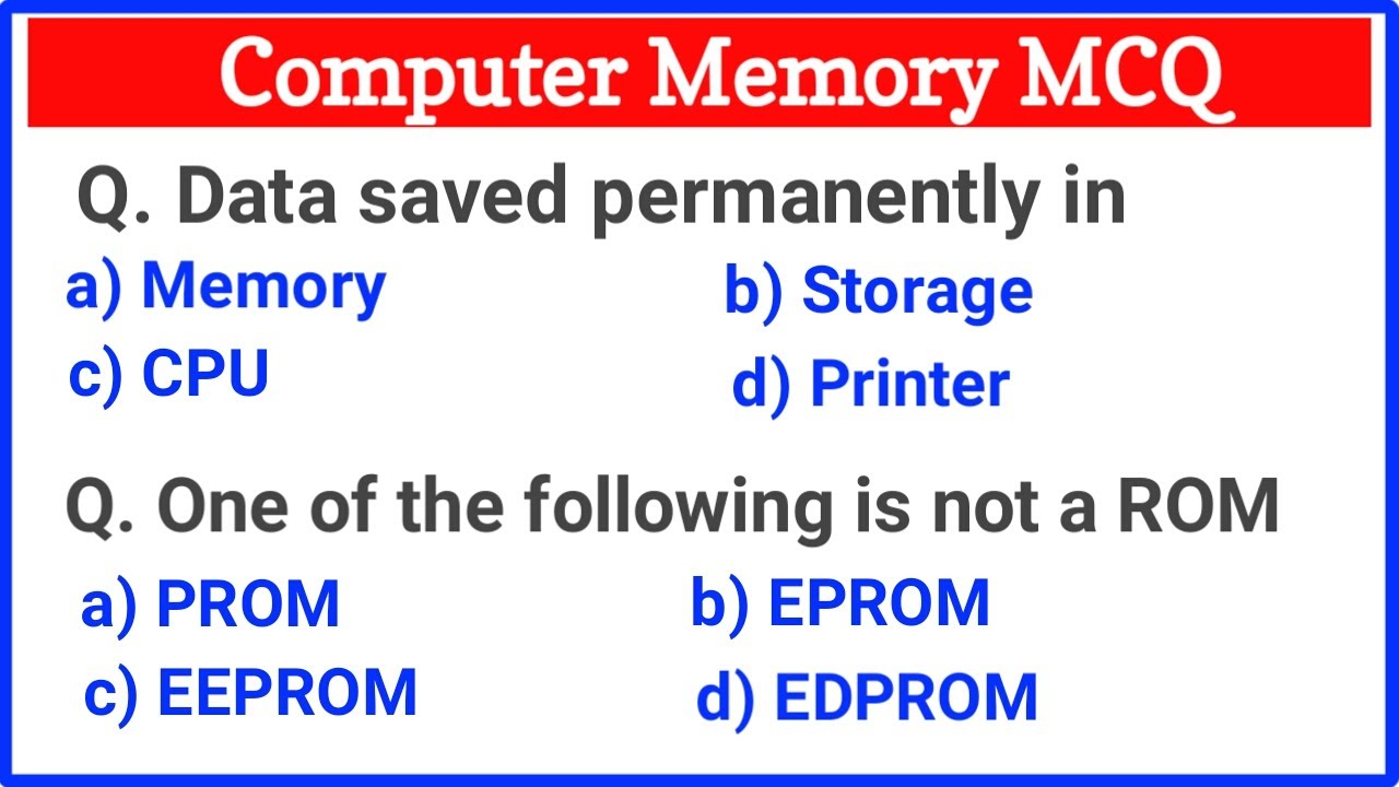 Top 100+ Computer Memory MCQ Questions and Answers