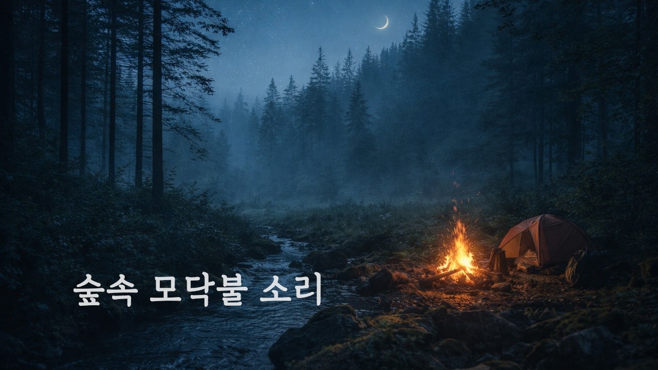 숲속 계곡 옆 모닥불 소리 ASMR | 깊은잠 레시피 (8시간 숙면용)