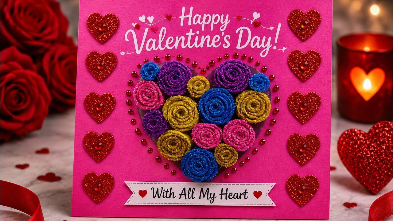 Colorful Paper Heart Card DlY.