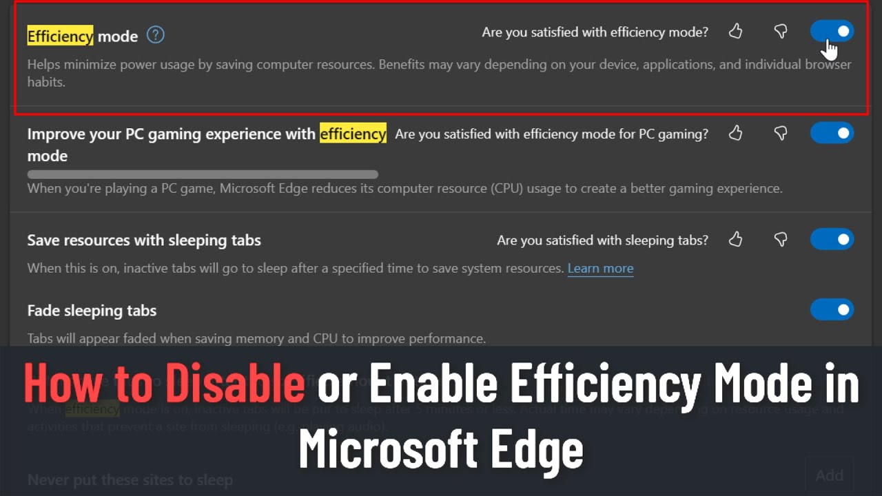 How to Disable or Enable Efficiency Mode in Microsoft Edge (Guide)
