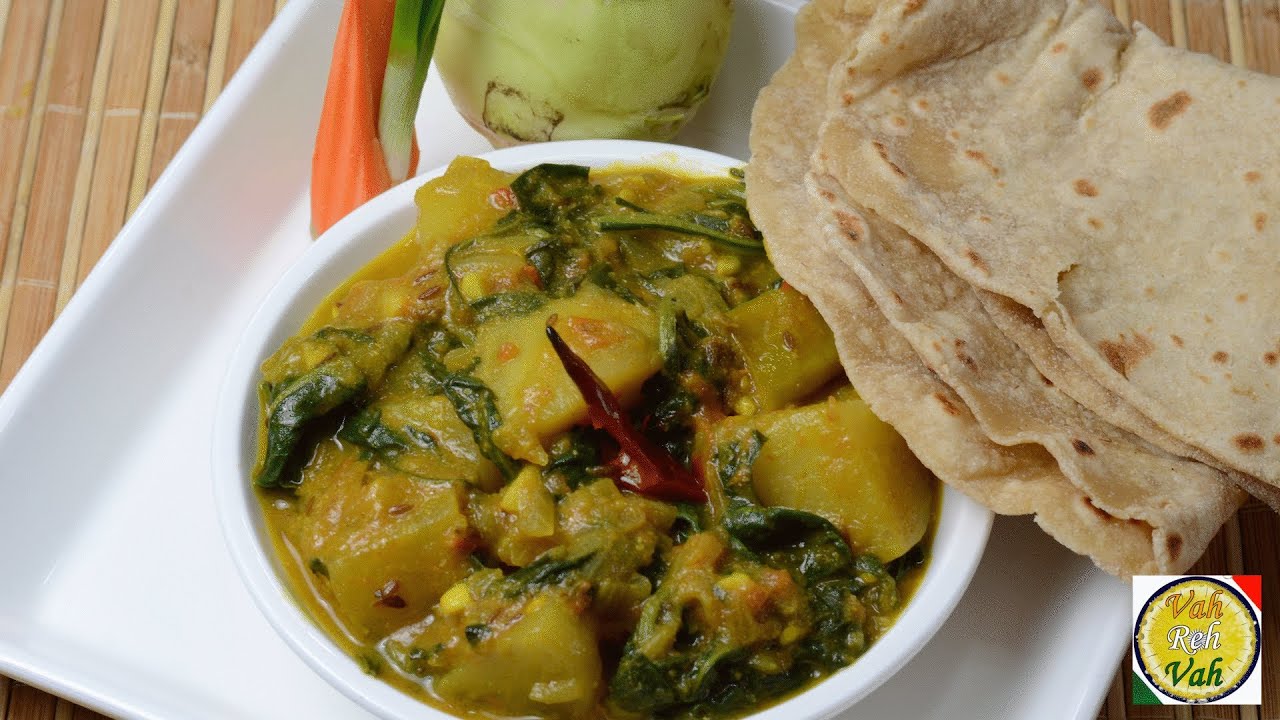 Spinach knol khol vegetable - By Vahchef @ vahrehvah.com
