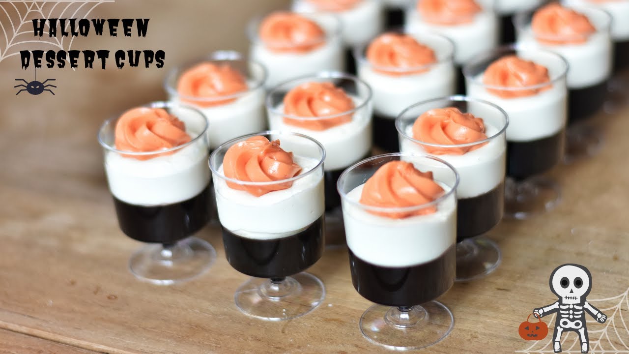 4 Ingredient Halloween Dessert Cups: Chocolate Fudge Cheesecake