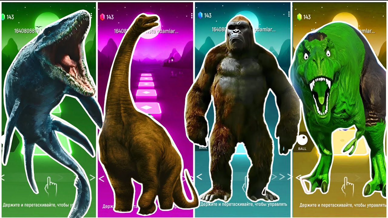 🦖JurassicWorld Mosasaurus🆚The Brountasaur🆚The King Kong🆚The Green Dinosaur Coffin || TilesHop