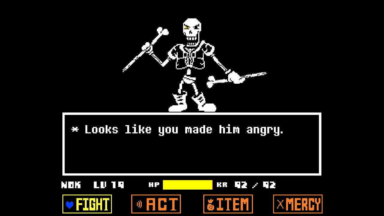 Trying to kill Disbelief Papyrus from the Undertale fangame 