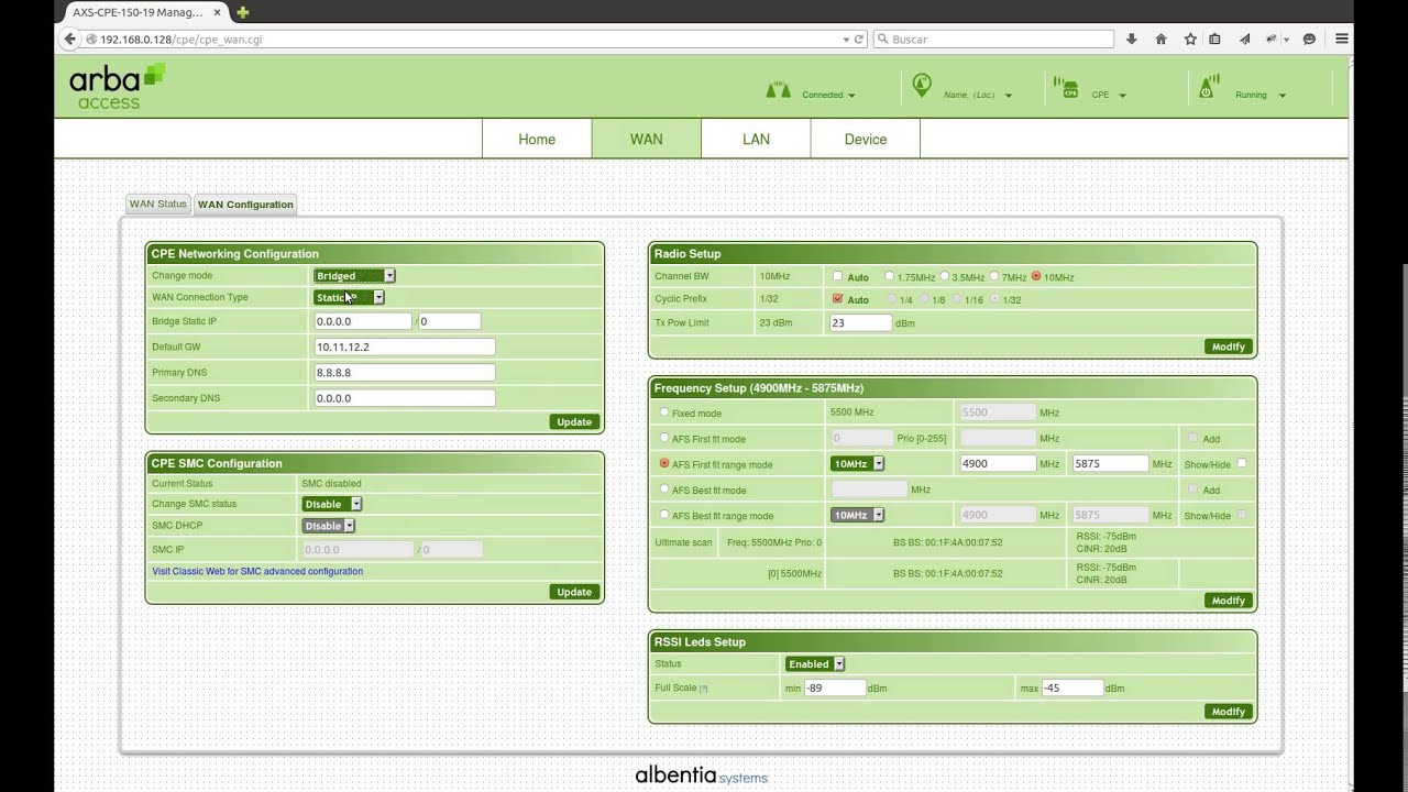 Web ACCESS CPE: factory reset y cambio de modo.