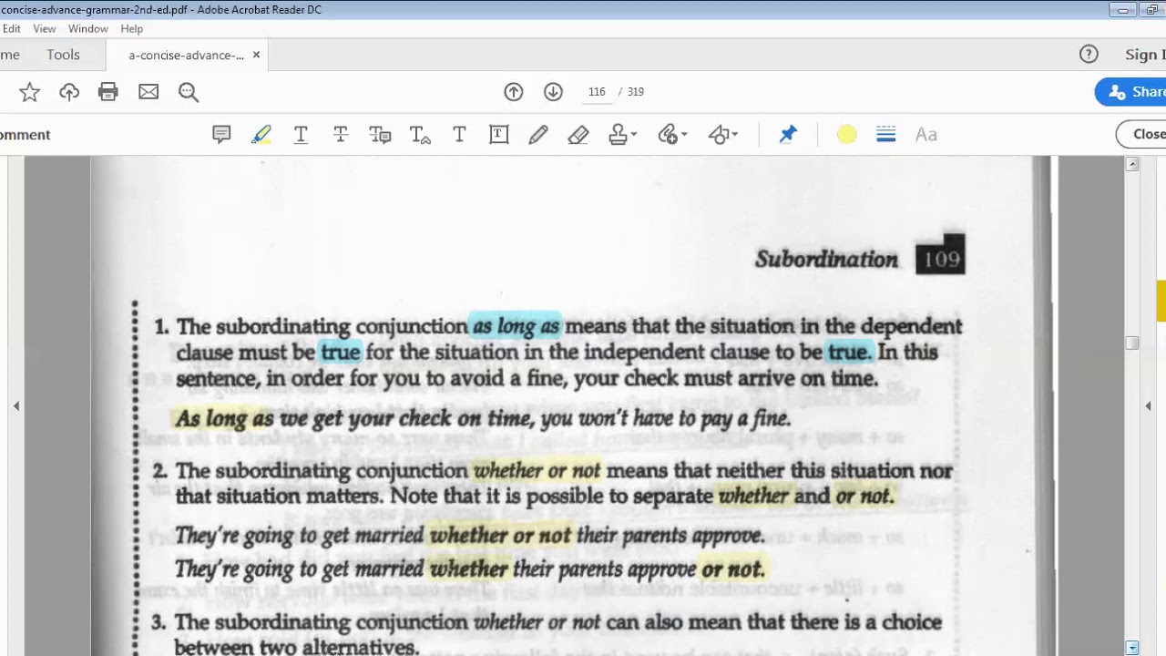 Subordinating Conjunctions of Condition
