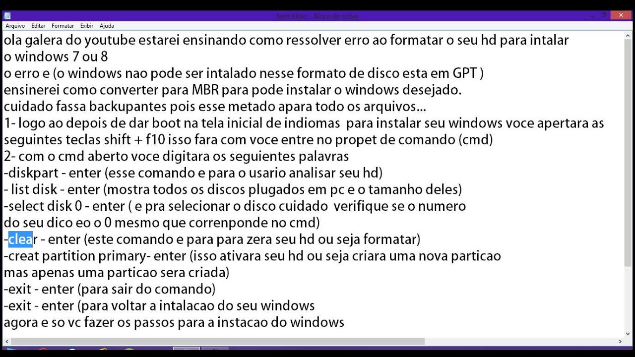 Convertendo HD de gpt para mbr par instalar o Windows desejado.