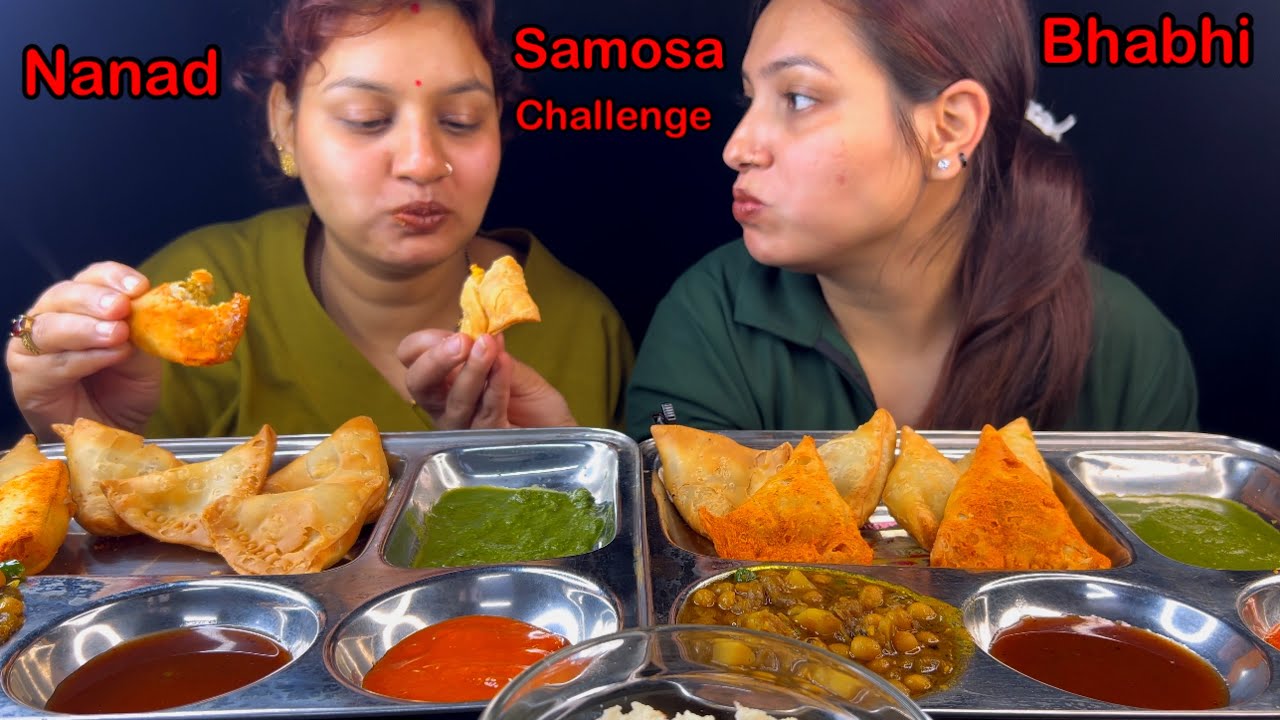 Eating Spicy🔥 Cheese Corn Samosa, Peri Peri Aloo Samosa, Noodle Samosa, Ghugni, Chai Challenge Video