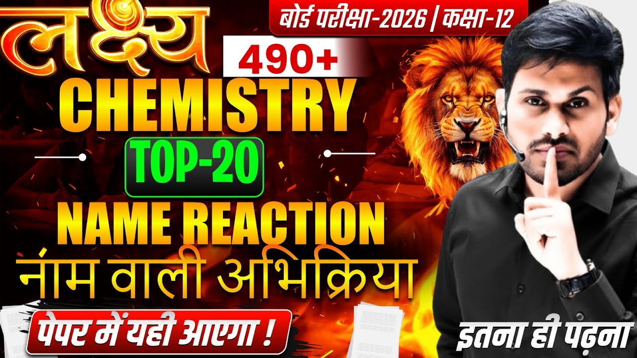 Class 12 Chemistry Top 20 Name Reactions |Board Exam 2026 |UP Board  |Most ImportantReactions