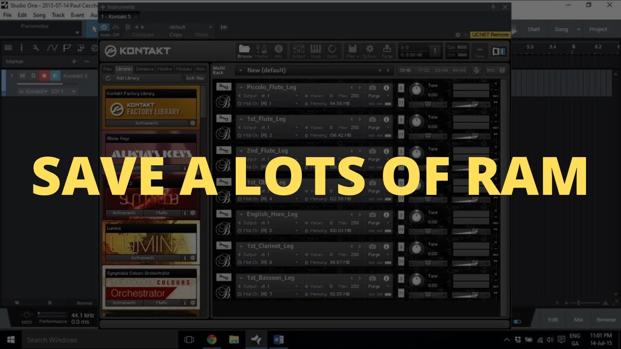 MULTI-INSTRUMENTS WITH KONTAKT AND STUDIO ONE 4 (SAVE A LOTS OF RAM)