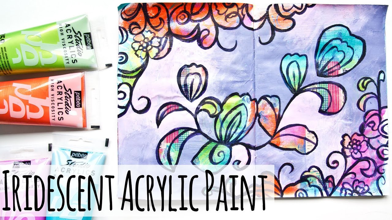 Testing Iridescent Acrylic Paint - Flourish Flower Art Journal Page