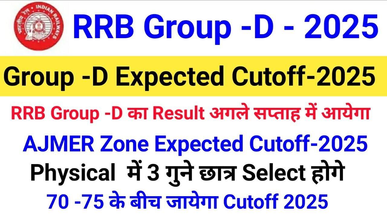 RRB Group D Expected Cutoff-2026, Result आ गया, RRB Group -D Previous Cutoff 2025, RRB Group D,