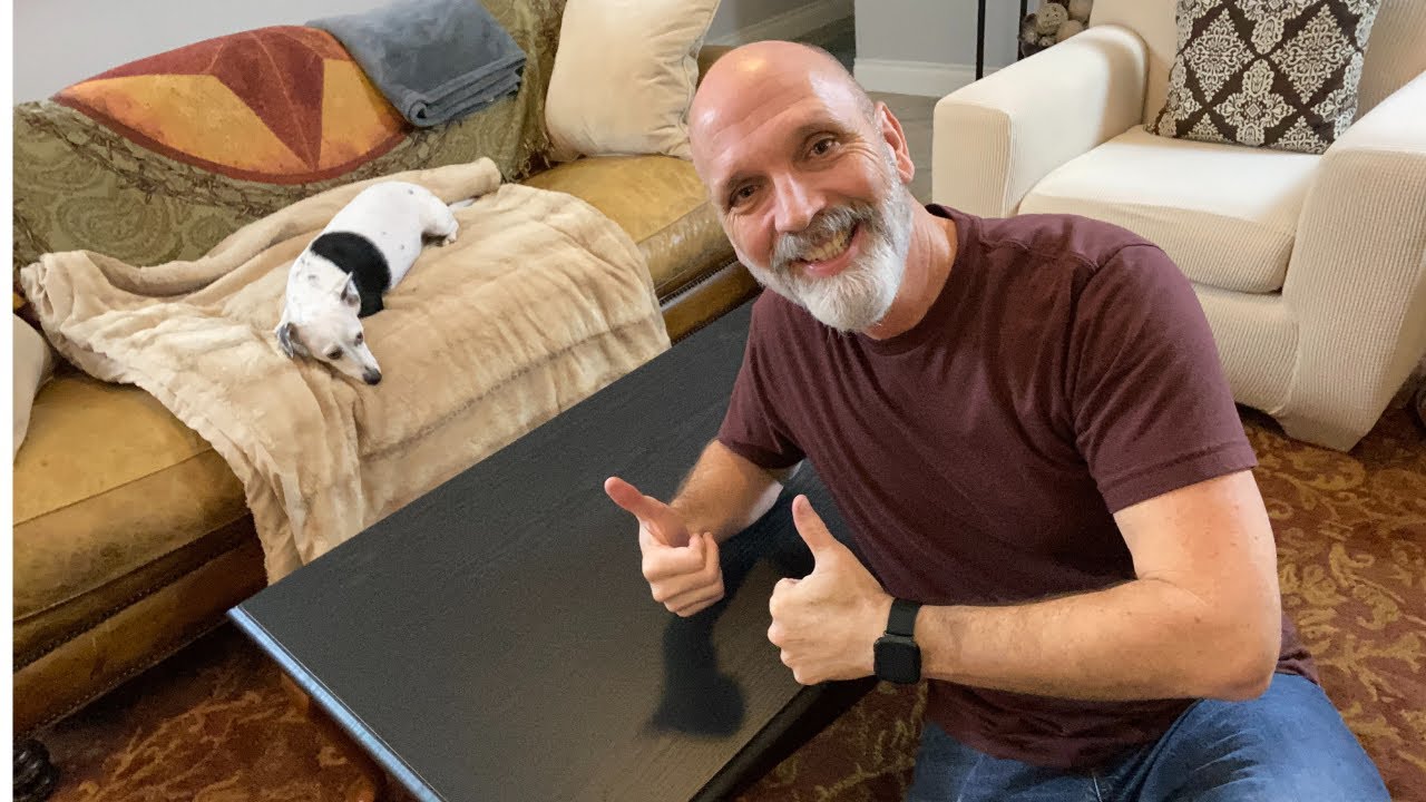 Easy DIY How to Cover Coffee Table With Contact Paper - My Dog Helped Supervise...It's That Easy!