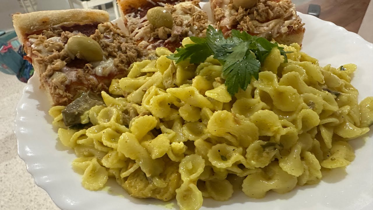مقرونة 🍝زعرة خف لف مع عجينة بيتزا رهيييبة🍕🍕🍕