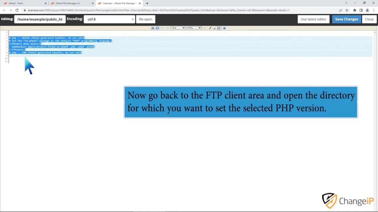 How to Set the PHP Version per Folder with ChangeIP