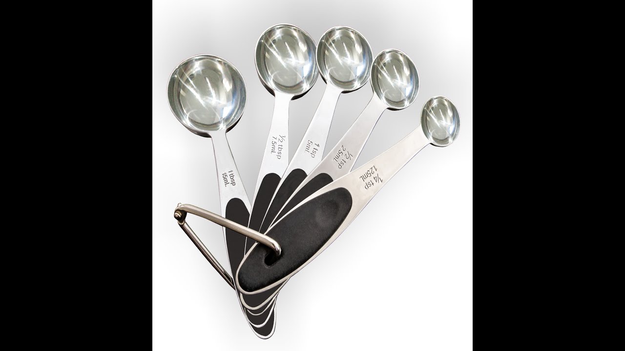 Measuring Spoons - Set of 5 Stainless Steel Utensils at Kitchenisus.com