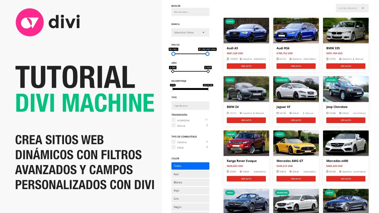 Tutorial Divi Machine en español: Crea sitios web dinámicos con divi y advanced custom fields