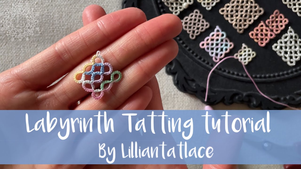 Labyrinth tatting tutorial (geometrical motif) earrings pendant lace making with 2 shuttles