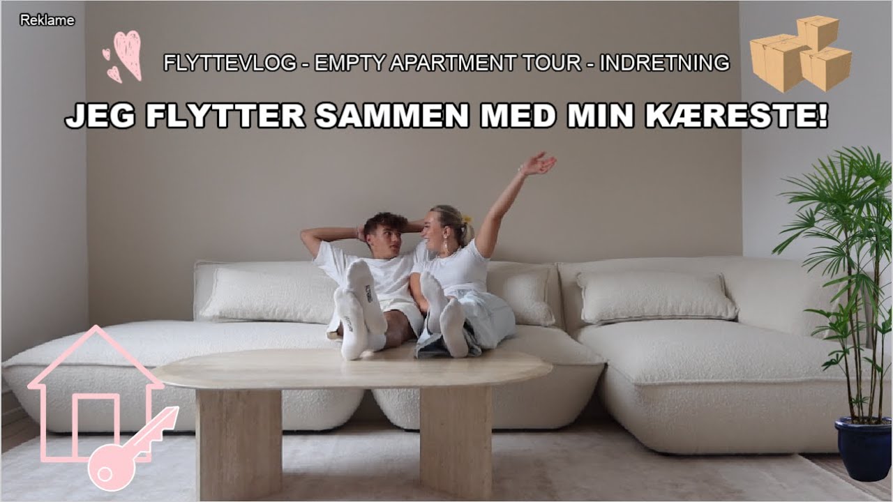 FLYTTEVLOG! Jeg flytter sammen med Min Kæreste! Empty Apartment Tour, Indflytning og Nye Møbler.