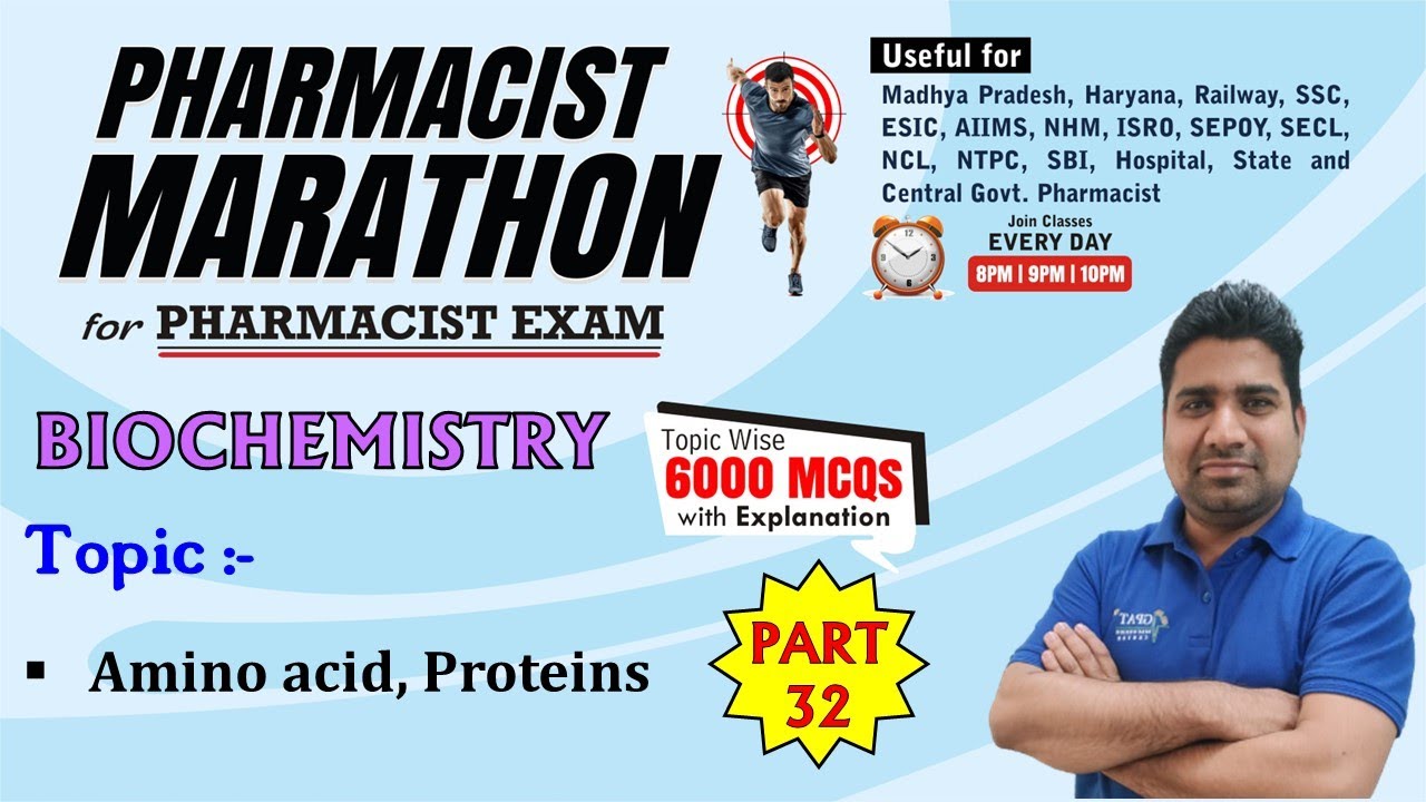 PHARMACIST EXAM MARATHON CLASS -32 | Biochem (1426-1450) Amino acids & Proteins #gdc 🙌✍️