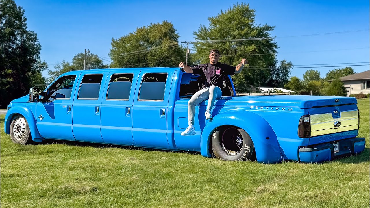 Bagged 8-Door F450 FLYS on Massive Drag Slicks! 