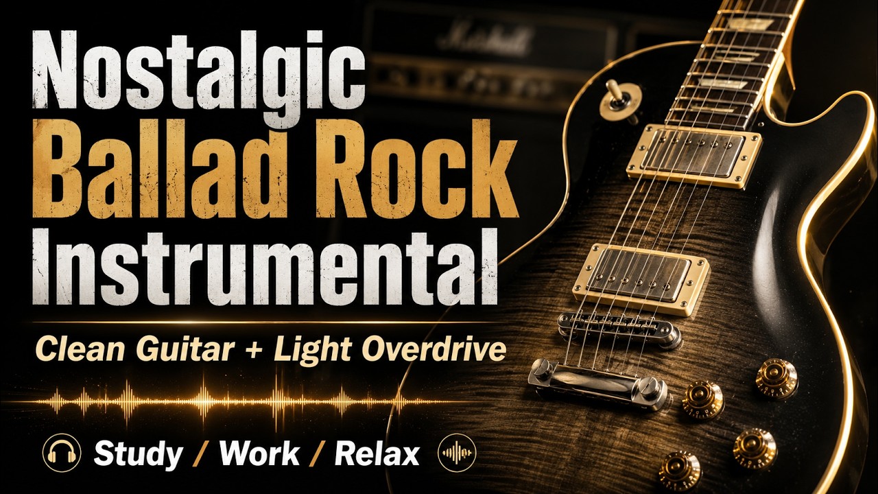 Nostalgic Ballad Rock Instrumental | Clean Guitar + Light Overdrive | Study / Work / Relax