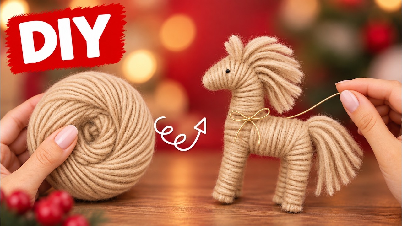 Лошадка из пряжи 🐴🎄 Новогодняя игрушка своими руками | Символ 2026