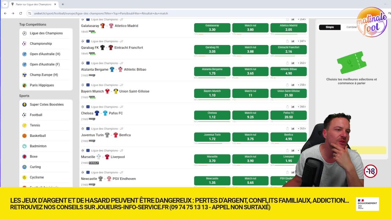 Champions League - La J7 - Jour de débrief et de brief - Bonus bet à gagner