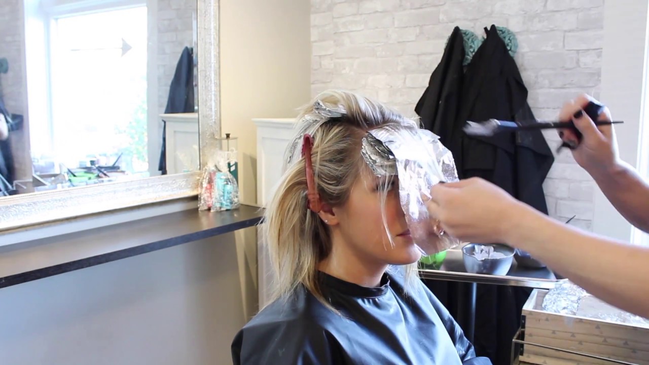 babylights|rooted blonde|texturized lob haircut