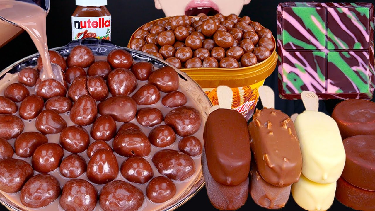 ASMR MALTESERS DUBAI CHOCOLATE ICE CREAM NUTELLA DESSERT MUKBANG두바이 초콜릿 먹방ドバイチョコレート 咀嚼音EATING SOUNDS