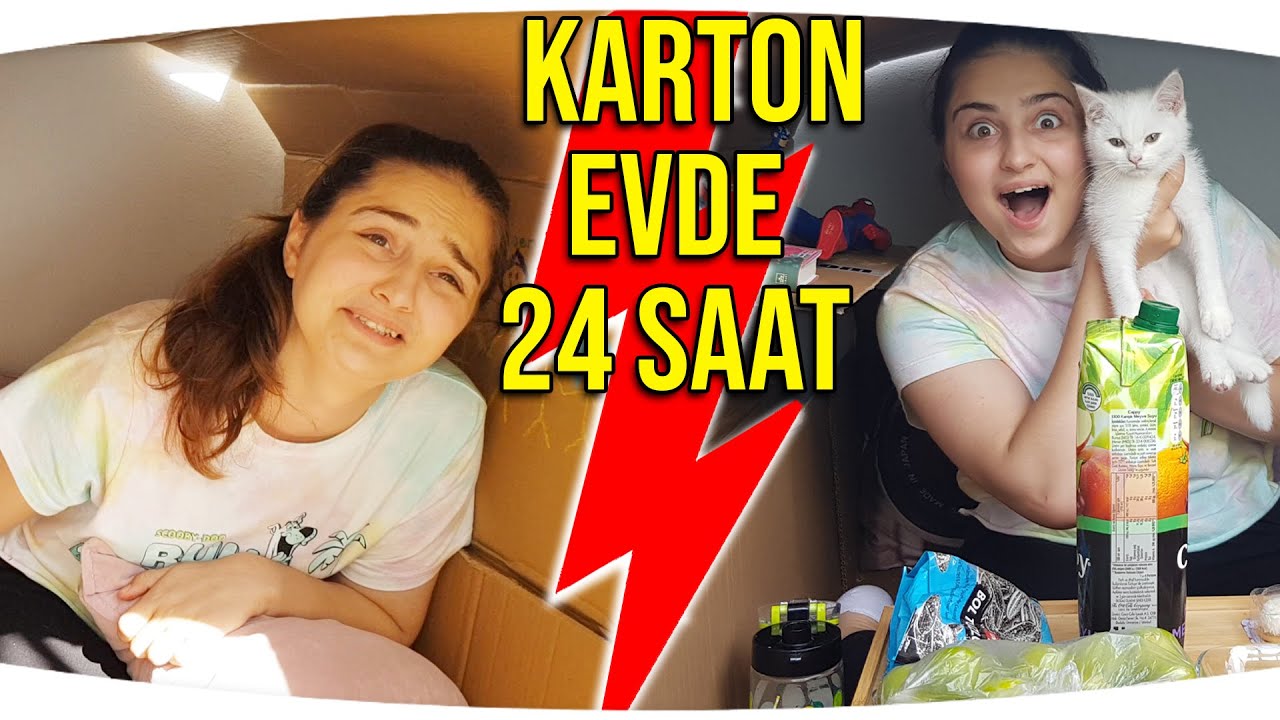 24 Saat Minicik Karton Evde Yaşamak!!