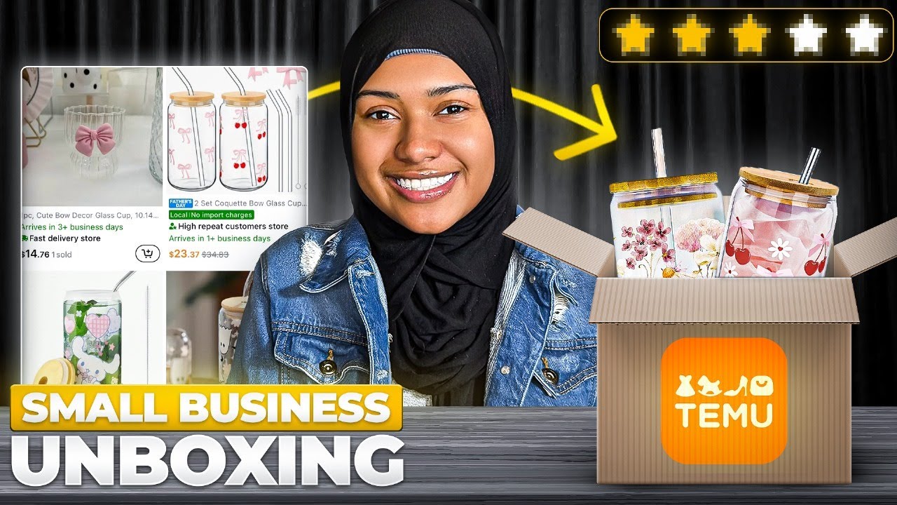 Temu Small business unboxing | $100 glass cup business using temu