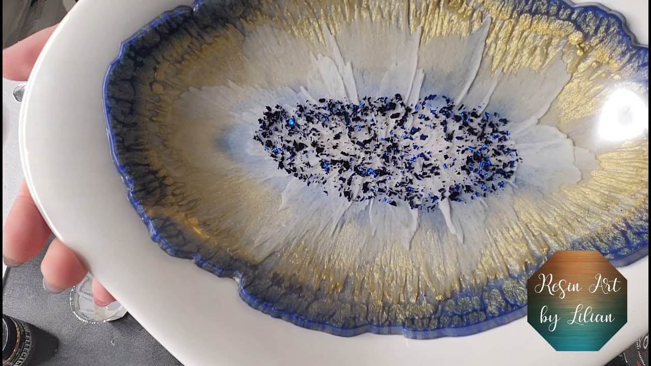 Blau-goldene Epoxidharzschale 💙🌟 blue gold resin bowl