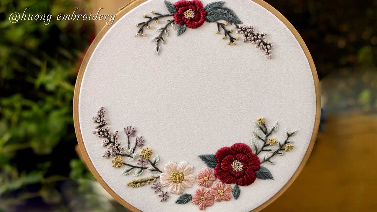 Floral hand embroidery. Free pattern to print