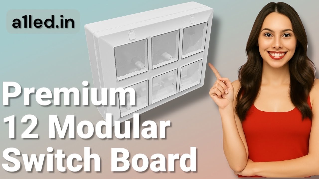 A1 LED 12 Modular Switch Board | Silver Line Finish | Premium Modular Panel for Home & Office