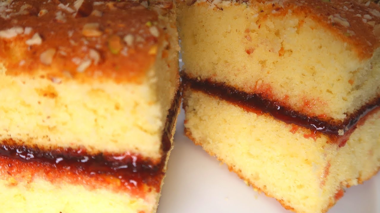 strawberry jam cake, homemade cake recipe, afghan food plus